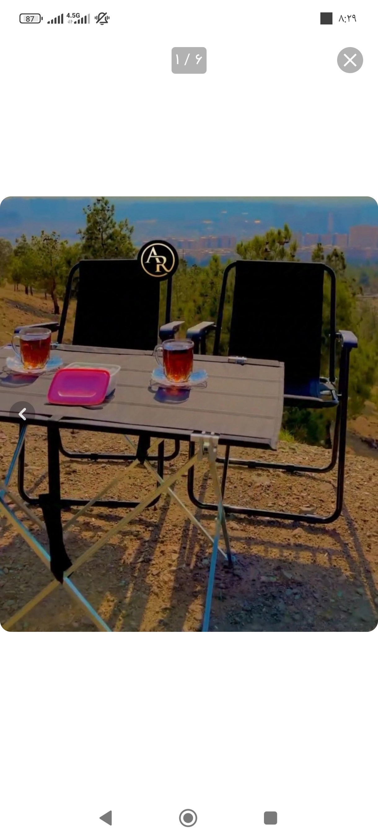 صندلی تاشو مسافرتی 7فنر 2 نفره با میز ا 2-seater 7-spring folding travel chair with table