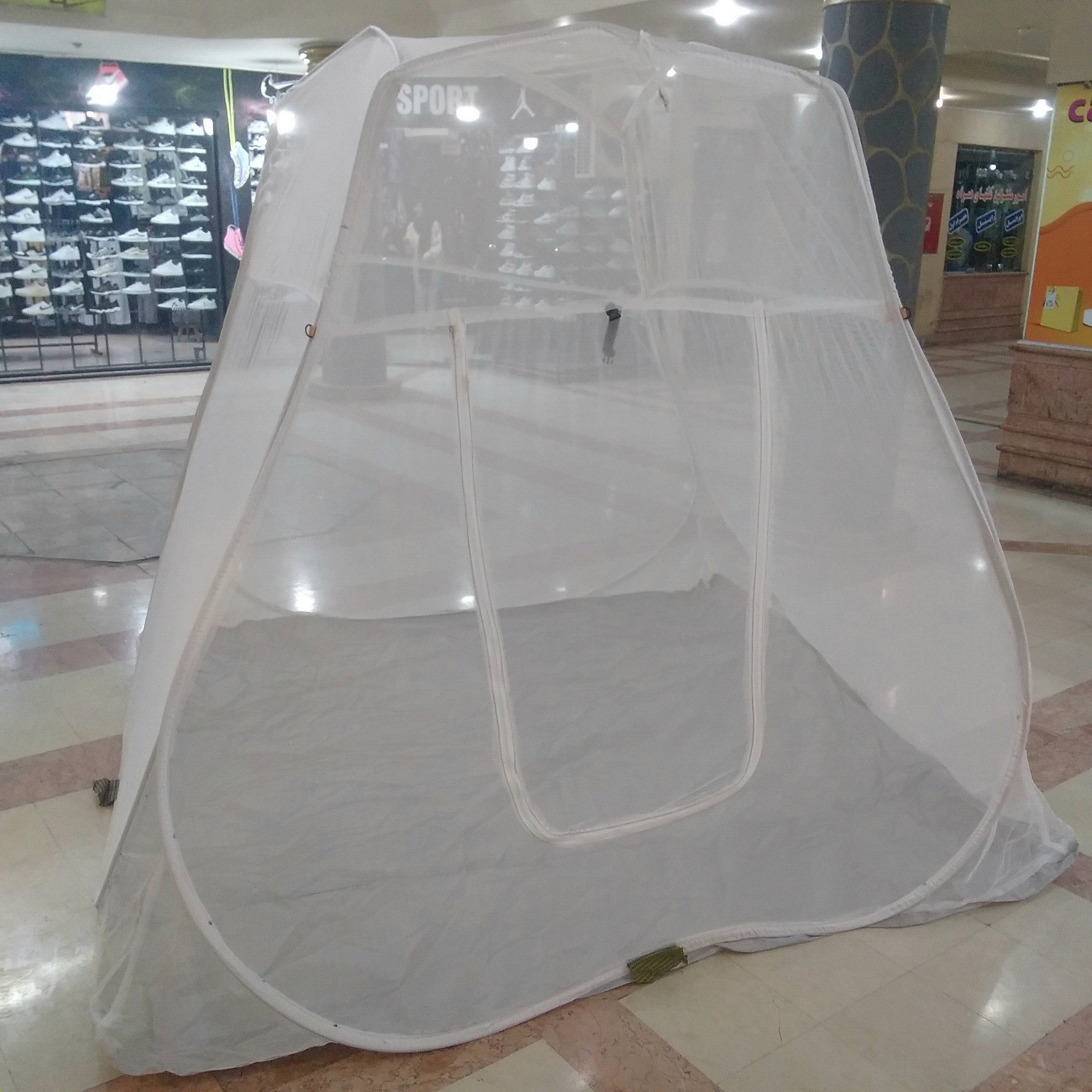 پشه بندمسافرتی ۸نفره اسکلتی کف ضخیم تورسفیدخارجی